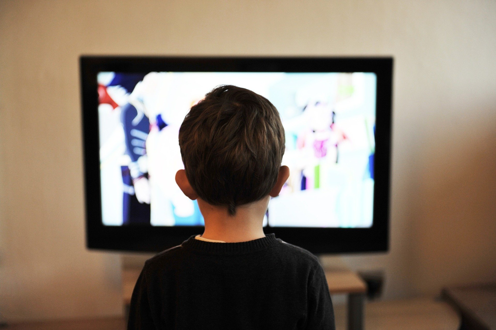 A child facing a television
