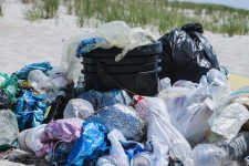 Plastic pollution on beach